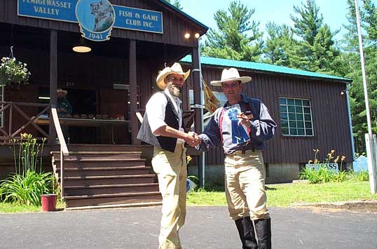 Dead Head with ribbon for winning the 300 yard long range event at 2005 Fracas at Pemi Gulch.